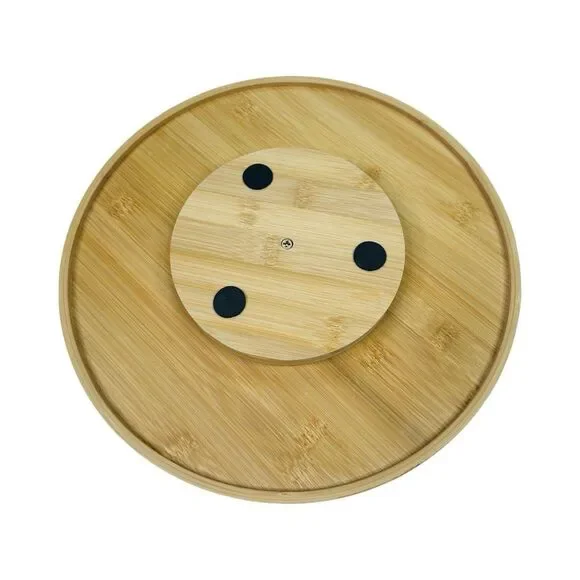 Brightroom Bamboo 4 Compartment Lazy Susan Turntable with Dividers - Picture 5 of 6